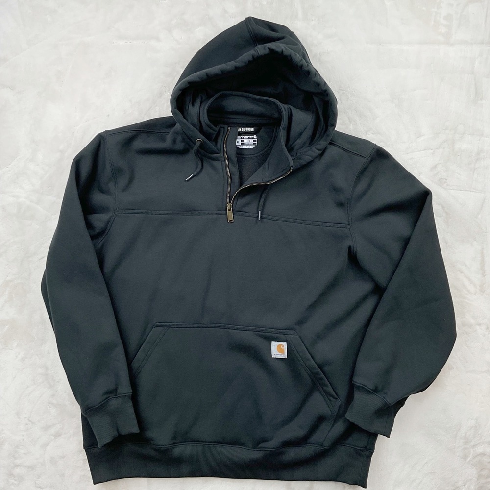 Carhartt Rain Defender Quarter Zip Hoodie Mens XL Loose Fit Black TS0617-M